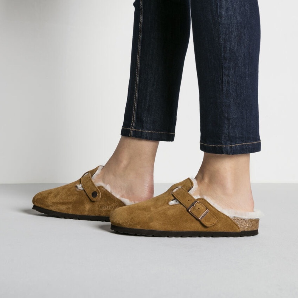 Birkenstock shearling Boston suede clog